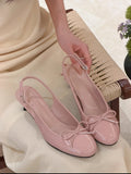 KYLETHOMASW  -  Spring Fashion New Gentle Style Bow Open-Toe Sandals for Women, Backless Single Shoes, Sweet and Versatile High Heels