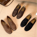 KYLETHOMASW  -  Retro Leopard Flats Women Round Toe Loafers Oxfords Shoes Ladies Comfy Slip In Moccasins Femme Walking Barefoot Sneakers