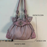 KYLETHOMASW  -  Y2k Retro Rivet Crown Metal Badge Shoulder Bag Stylish Simple Large Capacity Tote Bag Autumn Winter Elegant Women's Handbag New