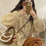 KYLETHOMASW  -  Kawaii Hooded Knitted Cardigan Women Cute Pink Sweater Outerwears Fashion Korean Knitwears Winter Long Sleeve Jumpers New