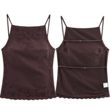 KYLETHOMASW  -  French Cotton And Linen Backless Sexy Suspender Shirt Minimalist Coffee Color Elegant Sleeveless Shirt Blouse Women Top