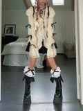 Kylethomasw Y2k Aesthetic Lace Shirt E-girl Ruffle Irregular Goth Embroidery Blouses with Bow Fairycore Grunge Lolita Style Clothes