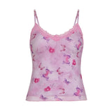 KYLETHOMASW  -  Pure girl style small floral lace V-neck suspender summer lightweight mesh age reducing vest top
