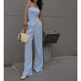 KYLETHOMASW  -  Women's Solid Color Sleeveless Tube Top Trousers Set Women's Sexy Casual Two-piece Set