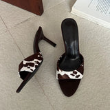KYLETHOMASW  -  High Quality Cozy Silk Wide Peep Toe Women Slippers Sandals Strange High Heels Slides Summer Party Dress Pumps Shoes Big Size 42