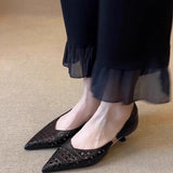 KYLETHOMASW  -  Spring New Arrival Sweet Elegant Shoes Women Low Heel Pointed Toe Soft Leather Women's Shoes Sandals Hollow Out  Single Shoes 2