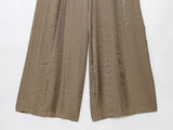 KYLETHOMASW  -  Minimalist Gold Satin Wide Leg Pants Women's French Office Ladies Lazy High Waist Loose Pants Trousers Women
