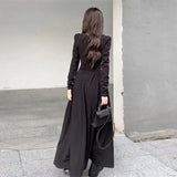 KYLETHOMASW  -  Autumn Long Sleeve Square Collar Sweet and Gentle White Dress for Women Korean Cute Slim Fit Temperament Elegant Long Dress