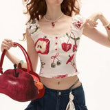 KYLETHOMASW  -  Korean Style Fashion Graffiti Print Two-wear Camisole Women's Summer Outer Wear New High-end Slim Short Top Aesthetic Chic