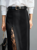 KYLETHOMASW  -  Summer Side Split Lace Sexy Perspective Skirt Fashion Versatile Elegant Temperament Commuter Women's Clothing