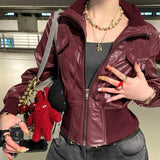 KYLETHOMASW  -  American Street Moto&Biker Black Jackets Y2k Harajuku Gothic  Pu Leather Coat for Women Fashion New Women's Clothing
