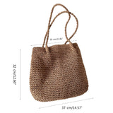 Kylethomasw New Bucket Bags Straw Woven Fashion Bag Casual Travel Vacation Bag Rattan Summer-Beach Shoulder Bag for Women Girl