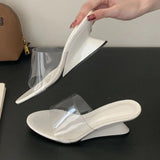 Kylethomasw Pvc Transparent Wedge Slippers for Women Open Toe Summer 2025 Slides Concise Footwear Female Fashion High Heels Sandals Ladies