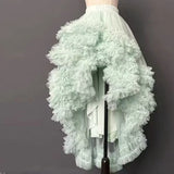 KYLETHOMASW  -  Spring Summer Asymmetric Mesh Skirt Kawai Sweet Tulle Gown Ball Women Elastic Waist Ruffles Long Skirts Mujer Faldas Jupe 760A