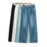 KYLETHOMASW  -  New Ladies' Patchwork Design Flared Pants Casual Denim Pants Retro Style Spice Girls Trousers High Waist Solid Color Jeans