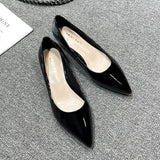 KYLETHOMASW  -  elegant ladies patent leather shoes pointed toe candy color low heel pumps women shallow mouth single leather pumps big size 43