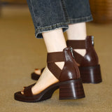 KYLETHOMASW  -  Spring Summer Fashion Women Chunky Heels Sandals Women Open Buckle Sandals Women Elegant Party Dress Shoes 413