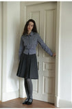 KYLETHOMASW  -  French Style Ruched Vintage Literary Skirt Pleated High Waist All-match Mujer Faldas Slim A-line Preppy Style Casual Solid Falda