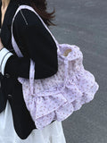 KYLETHOMASW  -  Sweet Ruffled Shoulder Armpit Bag 2025 Spring and Summer New Large Capacity Student Class Bag Fashionable Tote Bag