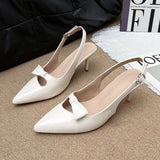 KYLETHOMASW  -  New Design Backless Bow Women High Heels Sexy Pointed Thin Heel Stripper Plus Size 35-43