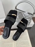 KYLETHOMASW  -  Shoes Woman 2025 Slippers Summer Square Toe Luxury Slides Rivet Pantofle Flat Designer New Rivet Shoes Slippers Women Summer Pan