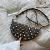 KYLETHOMASW  -  Rivets Design Mini PU Leather Crossbody Bags for Women Punk Style Trend Female Shoulder Bag Handbags and Purses