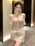KYLETHOMASW  -  Fashion Hotsweet Women Lace Evening Gown Sexy Off-Shoulder Slim Mini Short Dress Party Birthday Vestido Holiday Vacation Clothes
