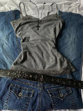 KYLETHOMASW  -  New Hot Girl Retro Lace Patchwork Sexy Cotton Gray Vest Aesthetic Summer Slim Fit Vest Retro Harajuku Hollow Y2k Sleeveless Tops