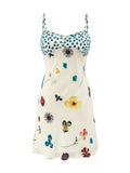 KYLETHOMASW  -  French Fashion Slim Flower Print Slash Neck Sleeveless Vacation Short Dresses
