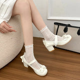 KYLETHOMASW  -  Women's Mary Jane Shoes New Sweet Bowknot Women Lolita Shoes Elegant Wedding Party Causal Princess Ladies Dress Shoes with Heels
