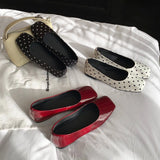 KYLETHOMASW  -  Design-inspired Evening Breeze Style Paired with A Skirt, Slip-on Shallow-mouth Flat Shoes, Niche Shiny Women's Mary Jane