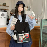 KYLETHOMASW  -  Japanese Cute Nylon Transparent PVC Ita Bag Large Capacity Storage Bag Student Schoolbag Travel Backpack School Satchels