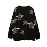 Kylethomasw Star Hollow Out Sweater Women Autumn Winter Oversized Streetwear Harajuku Pullover Punk Grunge Goth Hip Hop Tops Clothes