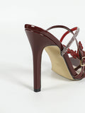 KYLETHOMASW  -  New Diamond Burgundy Sandals 11CM/4.5inch Heel Woman Stiletto High Heels Banquet Party Pumps Shoes