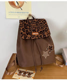 KYLETHOMASW  -  Japanese Harajuku Style Y2k Retro Leopard Print Large Capacity Backpack Travel Storage Bag Student School Bag Women's Bag