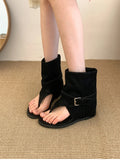 KYLETHOMASW  -  Spring Autumn Clip Toe Internal Elevation Women Sandals Boots Retro Style Ladies Elegant  Ankle Booties