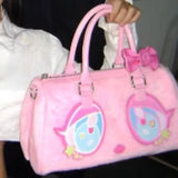 KYLETHOMASW  -  Y2k Aesthetic Cartoon Print Women's Handbags Fashion Harajuku Kawaii Bow Shoulder Bags Streetwear Ins Casual Travel Underarm Bag