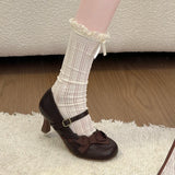 KYLETHOMASW  -  Women's High Heel Shoes 2026 New Lolita Style Women's Mary Jane Shoes Fashion Elegant Bowknot Party Wedding Ladies Dress Shoes