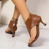 KYLETHOMASW  -  Fashionable Women's High Heels Summer New Style Large Size Slip-On Ankle Boots Thin Heel Zipper Back Single Shoes Women