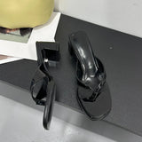 KYLETHOMASW  -  Spring Summer Women Heeled Slippers Shoes Pumps Fashion Shallow Ladies Square Heels Slippers Slides Female Flip flops Sandals
