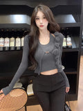 KYLETHOMASW  -   Sweet Hot Girl Pure Sexy Suit Women's Autumn and Winter Knitted Cardigan Short Slim-fit Halter Vest Two-piece Set Female Clothes