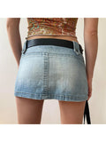 Kylethomasw  Woman Denim Skirt Low Waist Pleated Pockets Skirt Daily A-line Classical Skirt All-match Mini Hot Gyaru New Trend Coquette