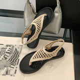 KYLETHOMASW  -  Women Flats Sandals Slides Shoes Summer Beach Luxury Female Flip flops Fashion Round Toe Ladies Flats Sandals Shoes