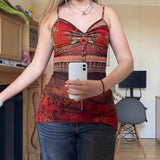KYLETHOMASW  -  Exotic style pleated V-neck bead mesh suspender fashion ins American spicy girl irregular slim fit top vest