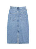 Kylethomasw  2024 Summer Denim Skirt For Women Fashion High Waist Midi Skirts Zipper Female Casual Slim Pencil Hem Slit Wrap Skirt