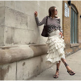 KYLETHOMASW  -  Ruffled Midi Skirt Womens Vintage Flounce Skirt Woman New Fashion Elegant Solid Long Skirts autumn Evening Party Skirts