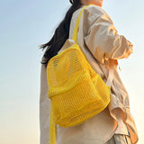KYLETHOMASW  -  Small Mesh Backpack Bags Women Solid Color Back Packs Females Travel Simple Beach Student School Backpacks