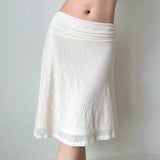KYLETHOMASW  -  French Vintaeg Pleater Low Waist A-line Jacquard Skirt Y2k Fashion Elegant Vacation Casual Women Jupe Lrregular Design Skirts