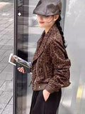 KYLTHOMASW  -  Sweet Hot Girl Leopard Print Retro Lapel Long-sleeved Jacket for Women's Autumn Loose Zipper Jacket Top Fashion Female Clothes