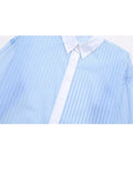 Kylethomasw  Spring Casual Shirt Woman 2024 Fashion Blue Striped Lapel Long Sleeve Single Breasted Female Elegant Transparent Blouse